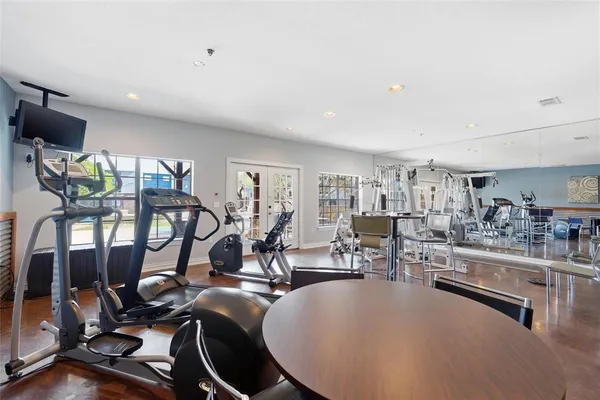 a view of a room with gym equipment