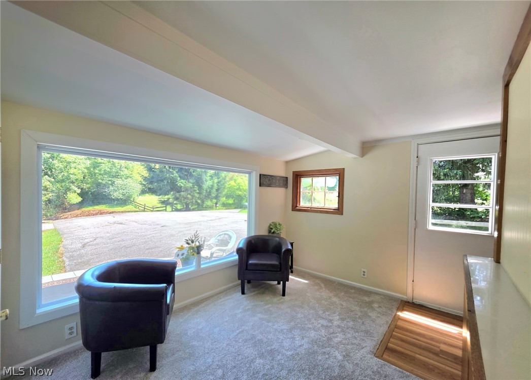 398 North Chillicothe Road Aurora, OH 44202 - Photo 21 of 39 Spacious room with a large picture window, additional window with wood trim, and direct outdoor access