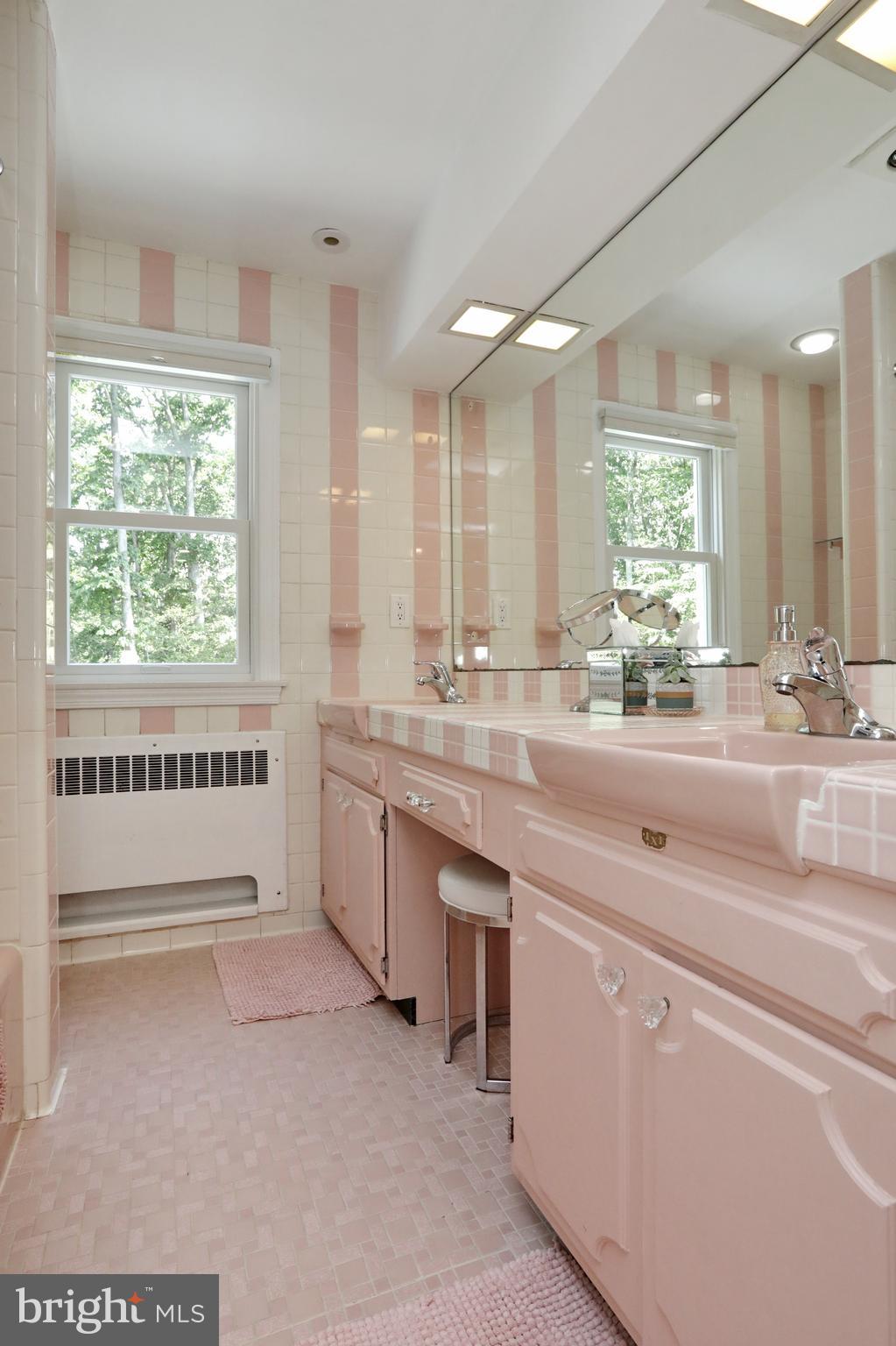 15111 Cactus Hill Road Accokeek, MD 20607 - Photo 35 of 44 a bathroom with a sink a vanity a window and a mirror