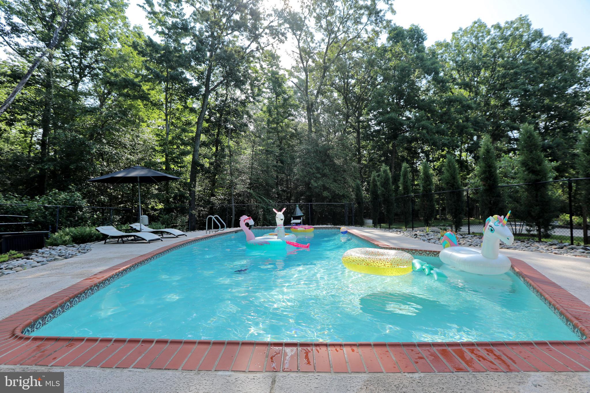 15111 Cactus Hill Road Accokeek, MD 20607 - Photo 10 of 44 a view of swimming pool with lounge chair and trees in the background