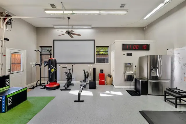 a view of a room with gym equipment