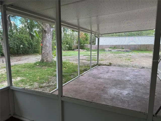 a view of a yard from a window