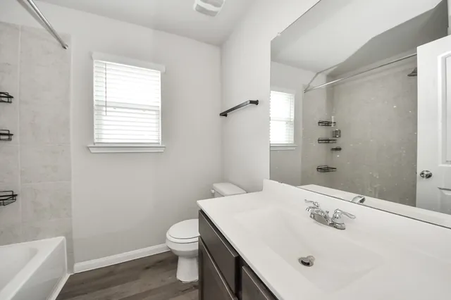 a bathroom with a sink toilet and vanity