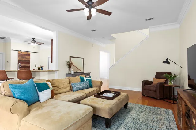 a living room with furniture