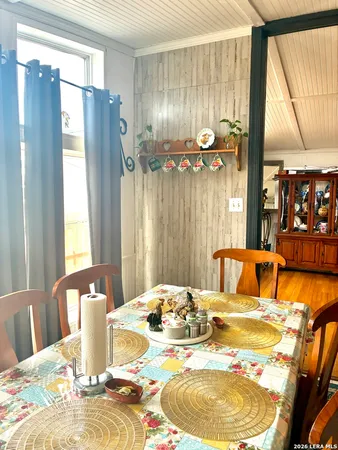 a dining table with wooden floor