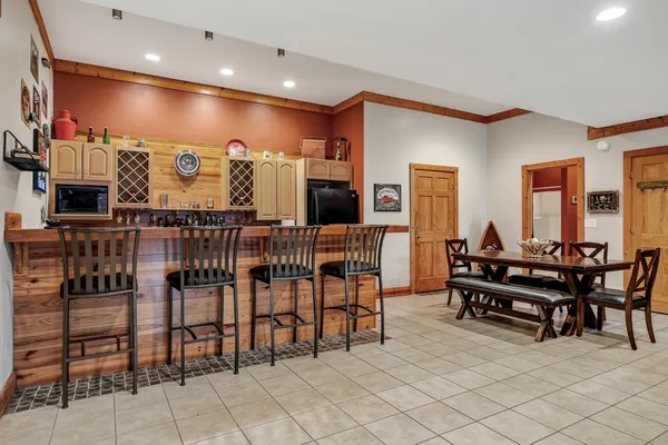 a view of a terrace with a garden