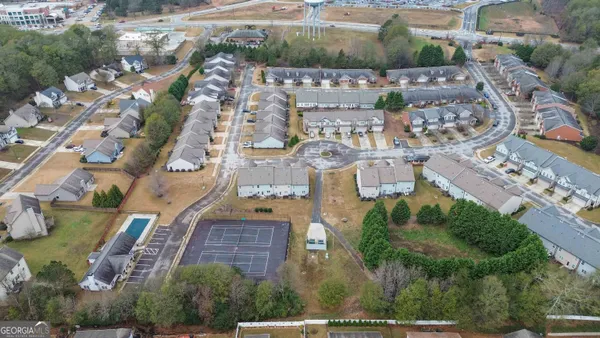 a view of a city with a mountain