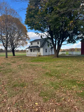 a view of a yard with a tree