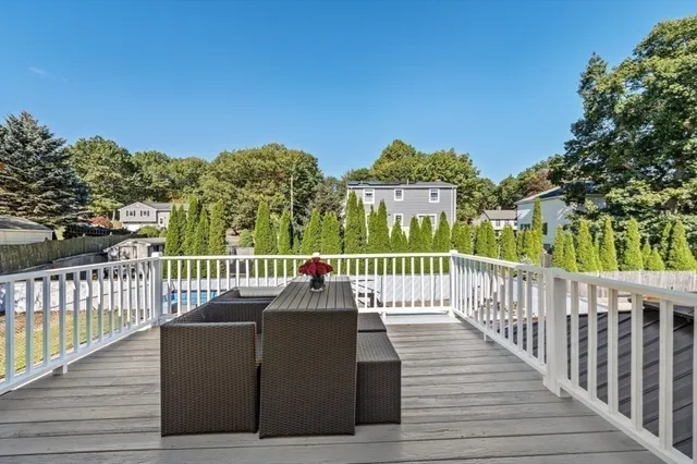 a balcony with furniture