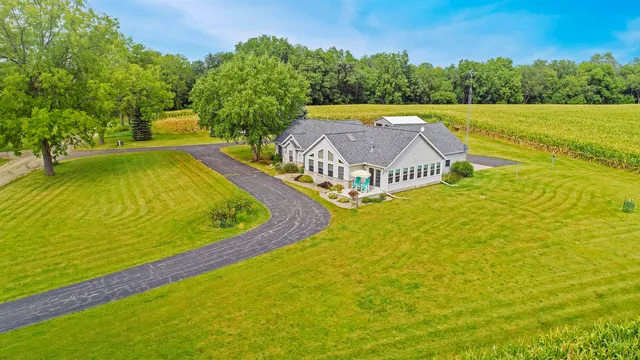 an aerial view of a house