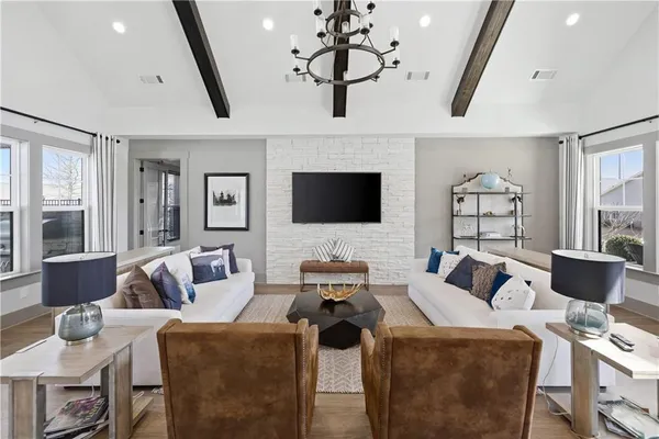 a living room with furniture