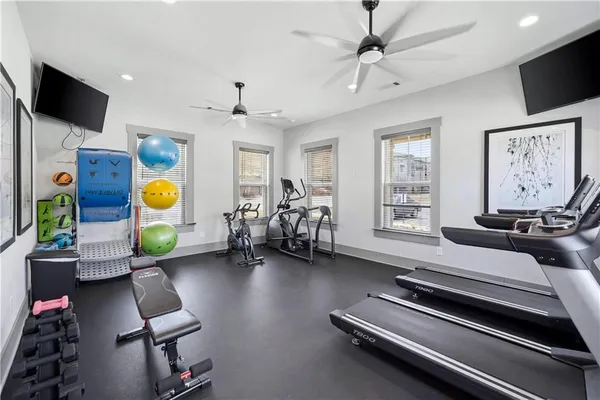a view of a room with gym equipment