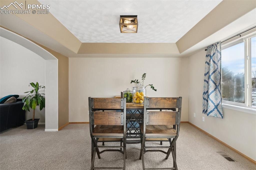 8518 Bohleen Road Peyton, CO 80831 - Photo 13 of 44 a dining room with furniture and a potted plant