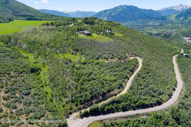 a view of a lush green hillside and a houses