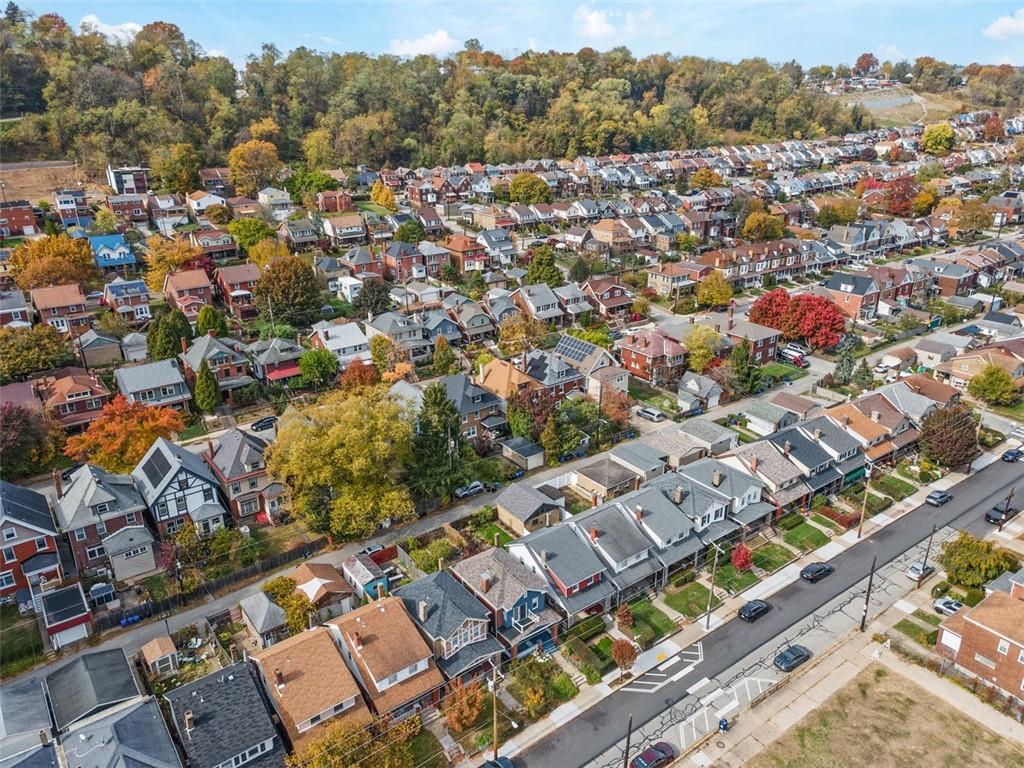 1141 Chislett Street Pittsburgh, PA 15206 - Photo 31 of 34 an aerial view of a city with streets and houses