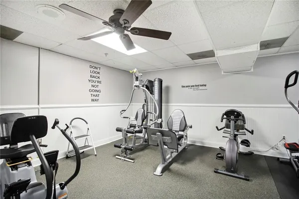 a view of a room with gym equipment