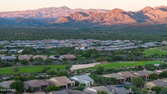 a view of a city with a mountain