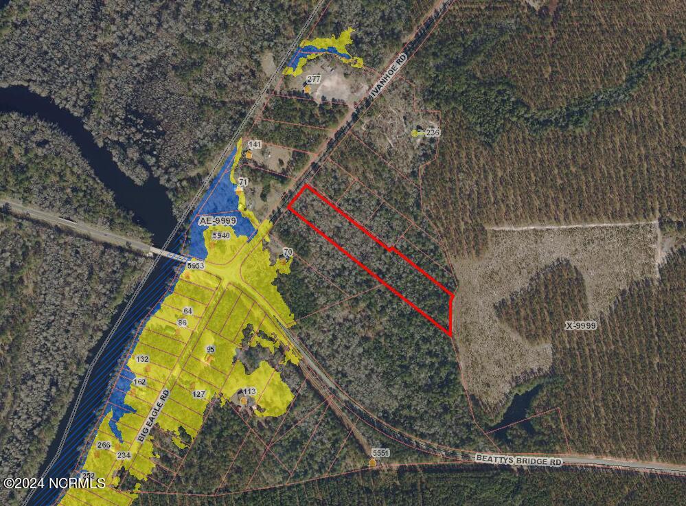 5.61-ac Ivanhoe Road Atkinson, NC 28421 - Photo 16 of 16 GIS Aerial with Flood Zones Shown