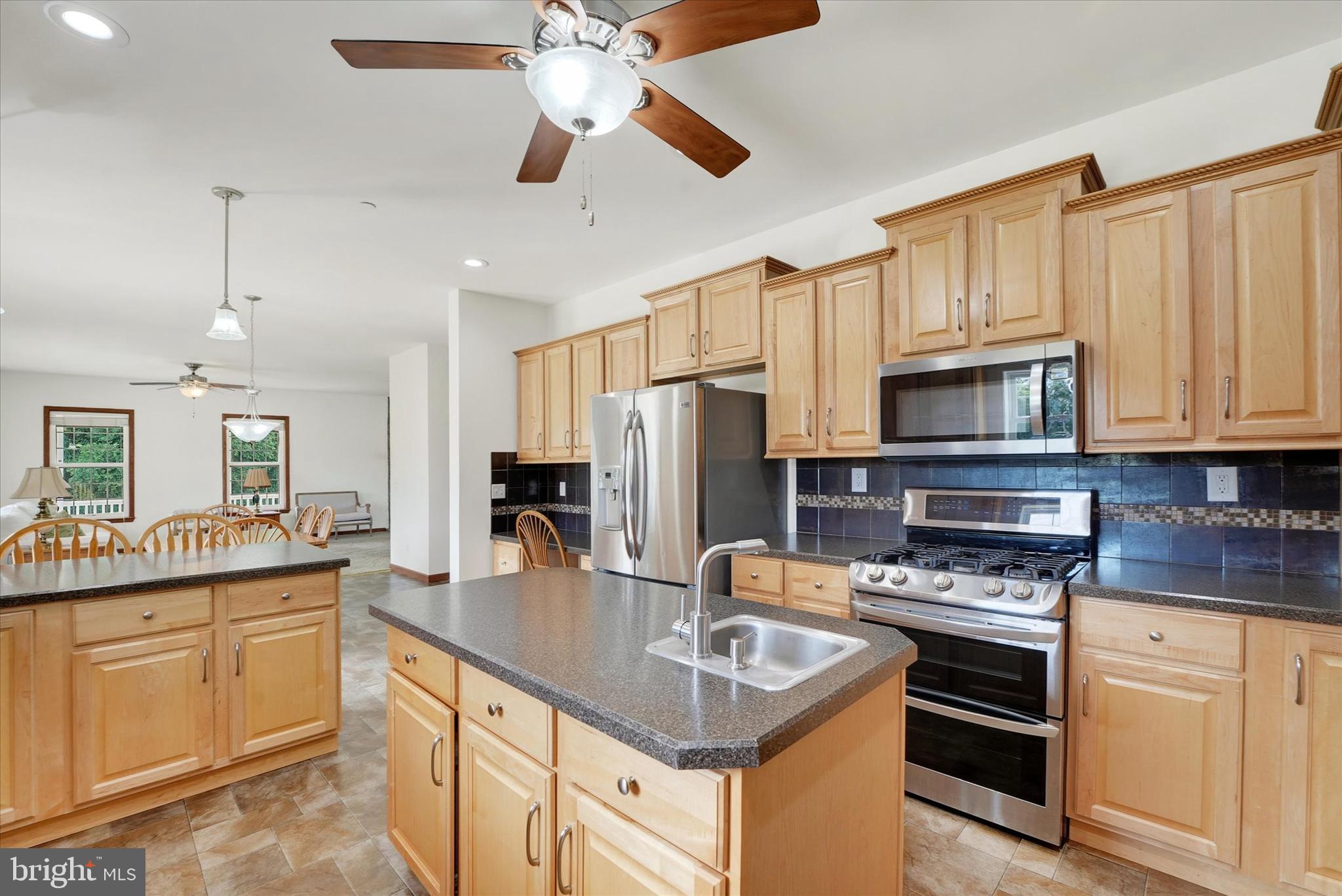 249 Floral Way Rising Sun, MD 21911 - Photo 32 of 65 a kitchen with stainless steel appliances granite countertop a sink stove microwave and refrigerator