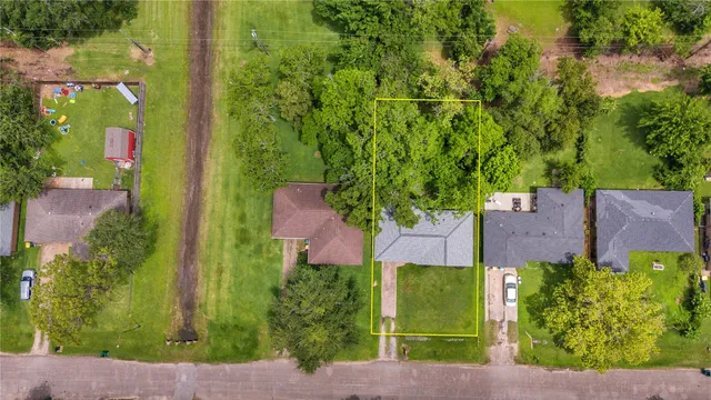 an aerial view of a house