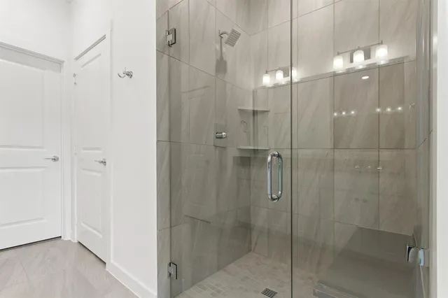 an empty room with closet area