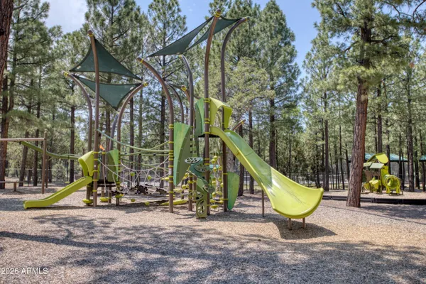 a view of a park with slide