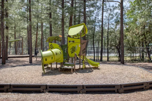 a view of a park with slide