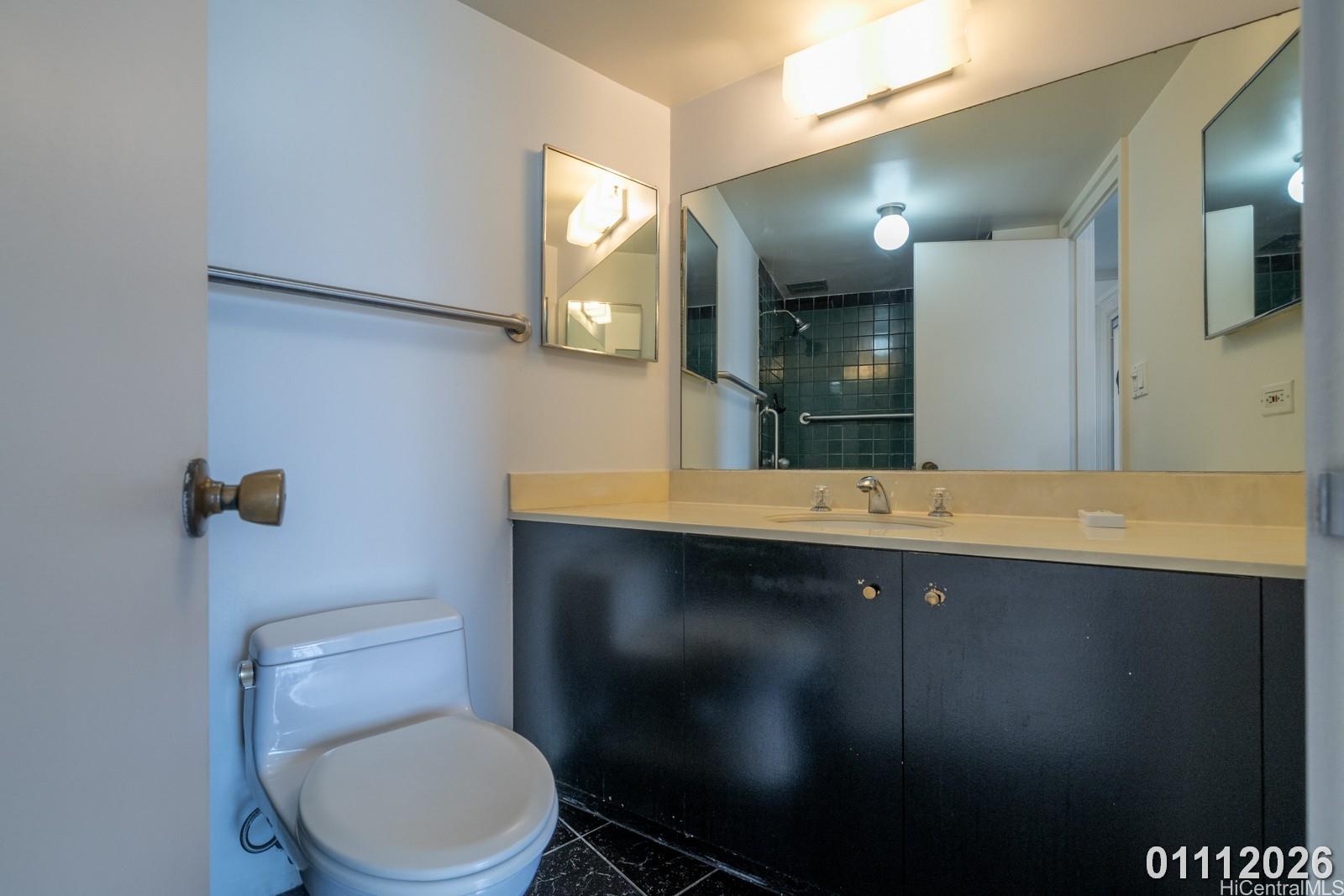 469 Ena Road, Unit 2903 Honolulu, HI 96815 - Photo 17 of 25 a bathroom with a sink and a mirror