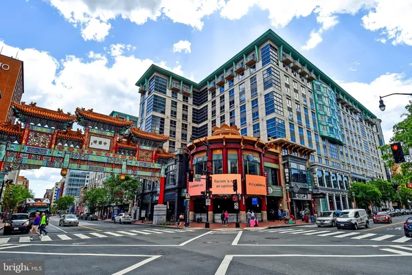 a view of a building and a street