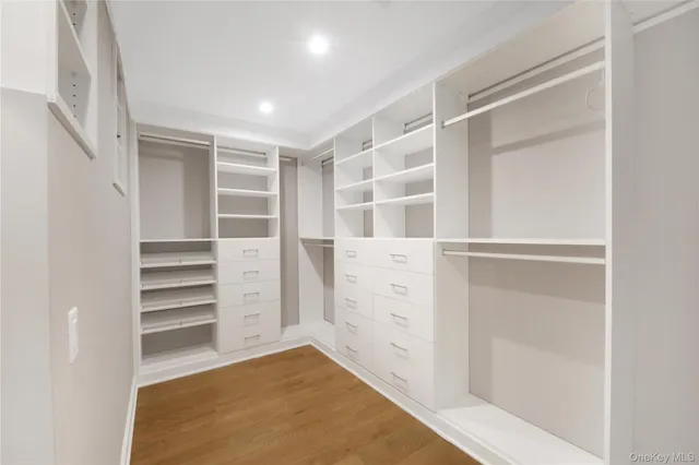 a view of walk in closet with empty racks