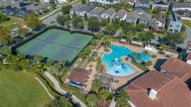an aerial view of a house