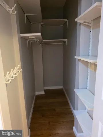 a view of an empty walk in closet