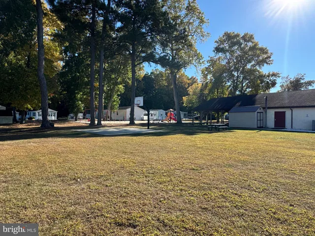 a view of a street with large trees