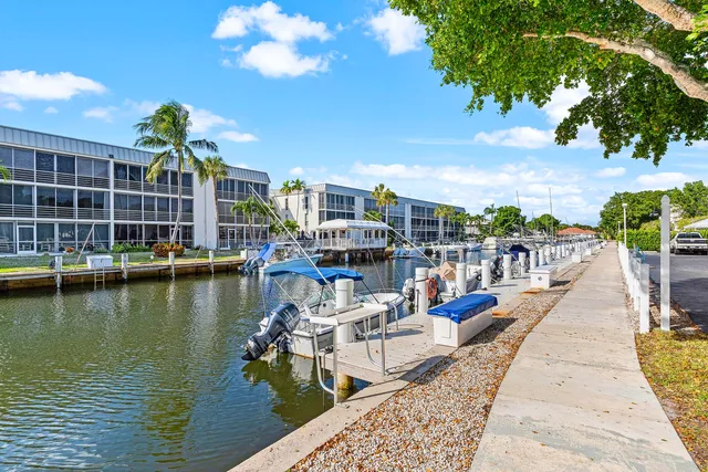 a view of a lake with a terrace