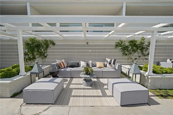 a outdoor space with a bench and furniture