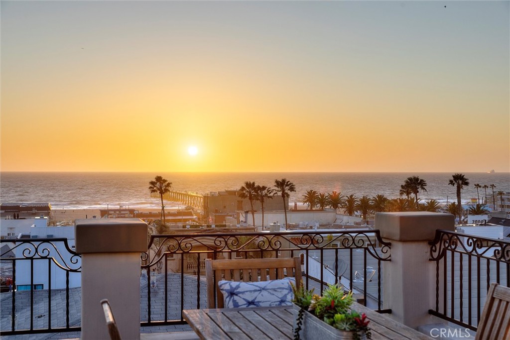 a view of a balcony with city view