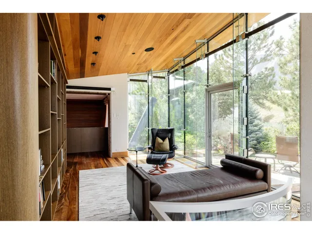 a living room with a large window