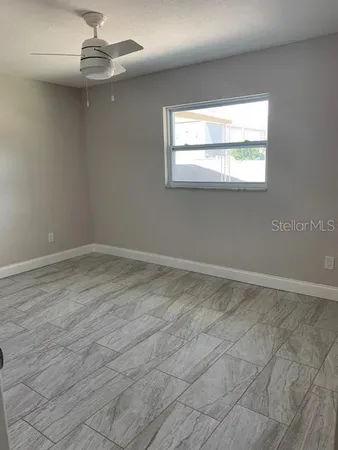 an empty room with a window