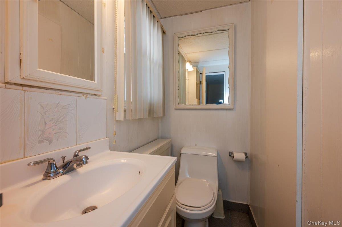 715 Iris Street Franklin Square, NY 11010 - Photo 12 of 20 a bathroom with a toilet a sink and mirror