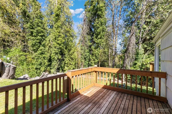 a view of a wooden roof deck
