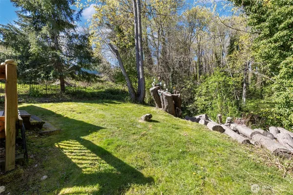 a backyard of a house with barbeque oven