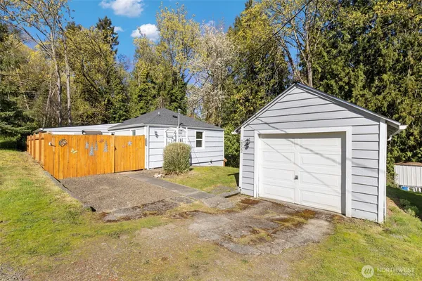 a view of a backyard of a house