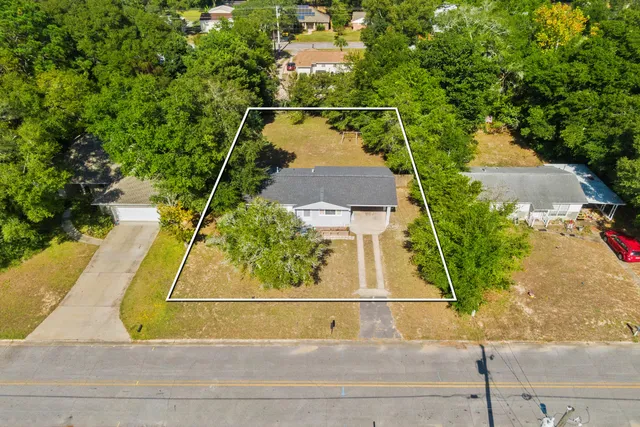 an aerial view of a house