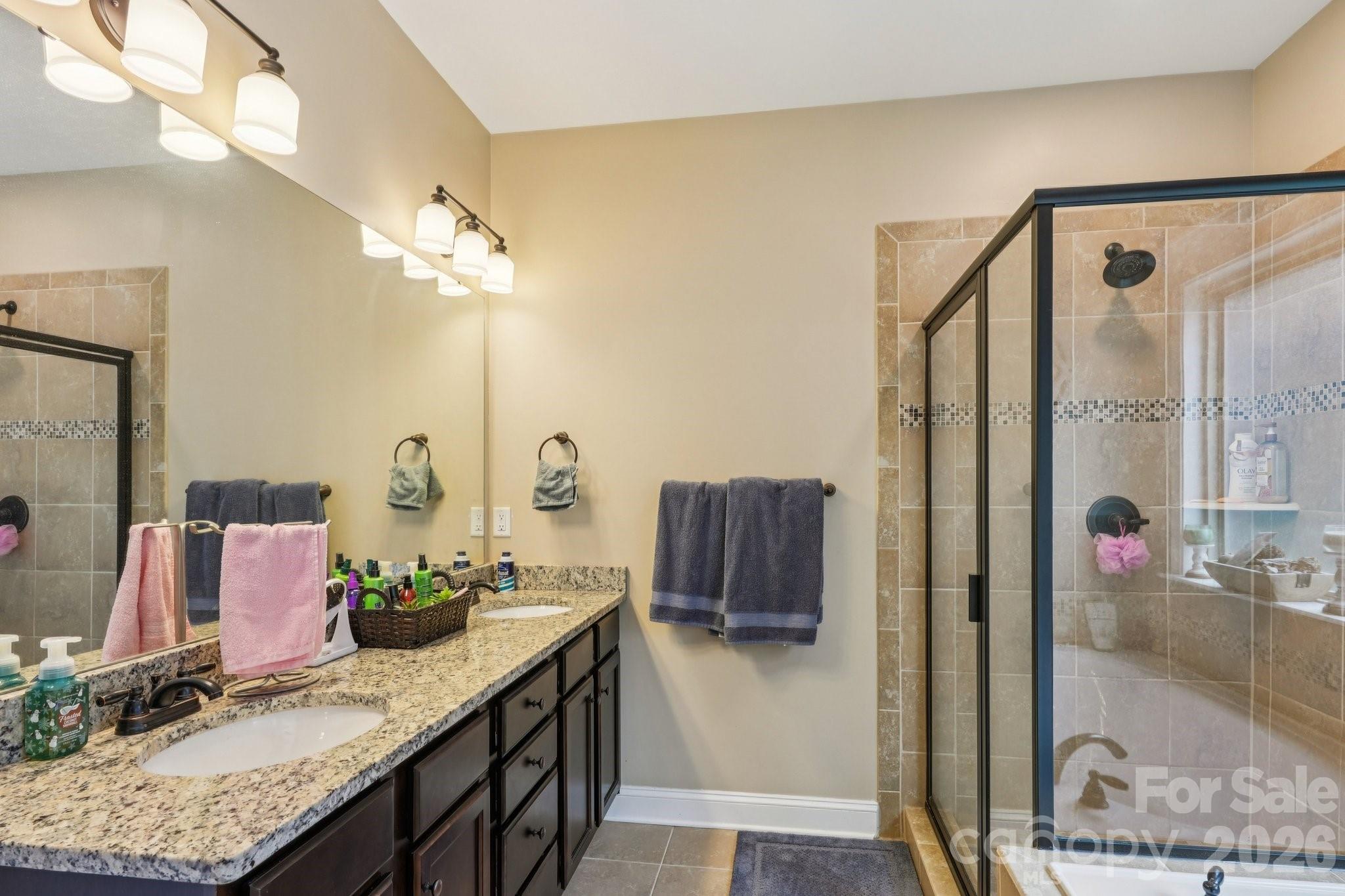 4013 Spindrift Cove Denver, NC 28037 - Photo 20 of 46 a bathroom with a granite countertop sink and a mirror