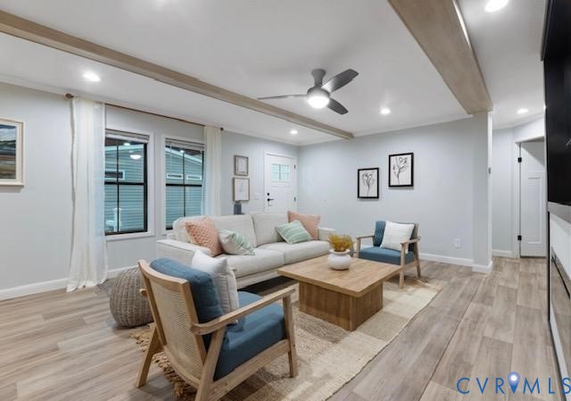 Lot 35 Mt Nebo Road Barhamsville, VA 23011 - Photo 5 of 13 Living room with beam ceiling, ceiling fan, light