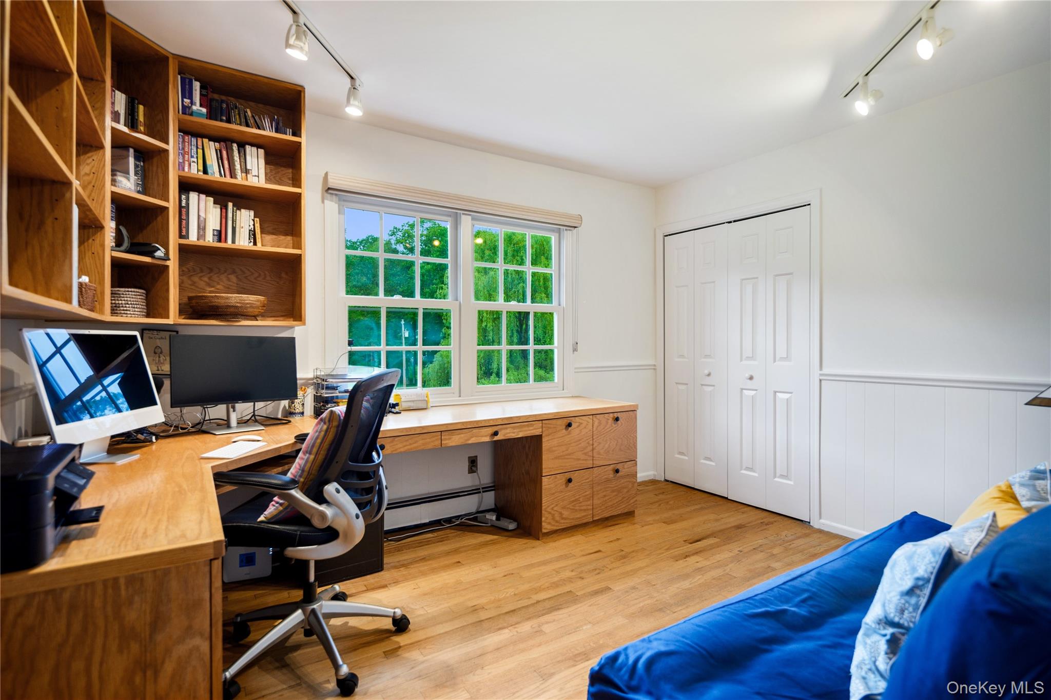 16 Fox Den Road Mount Kisco, NY 10549 - Photo 37 of 44 Bedroom 4 (currently being used as a home office), built-ins, oak floors, double closet
