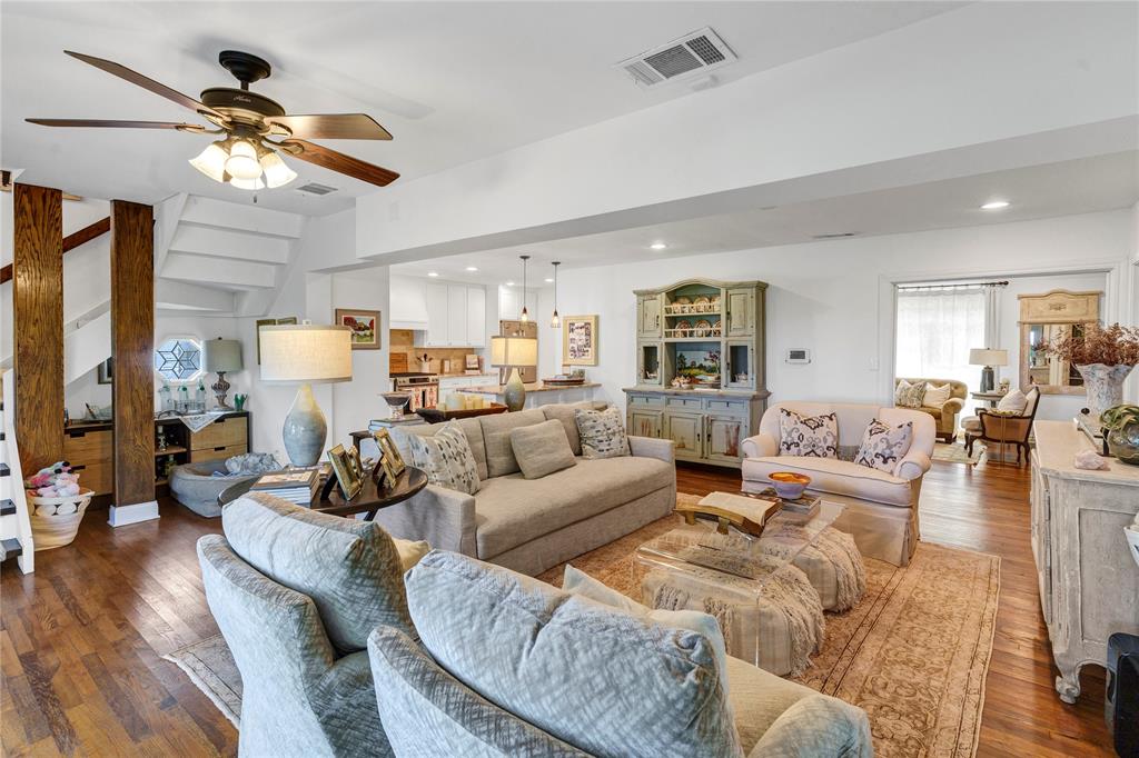 3170 Westcliff Road West Fort Worth, TX 76109 - Photo 14 of 39 a living room with furniture kitchen view and a chandelier