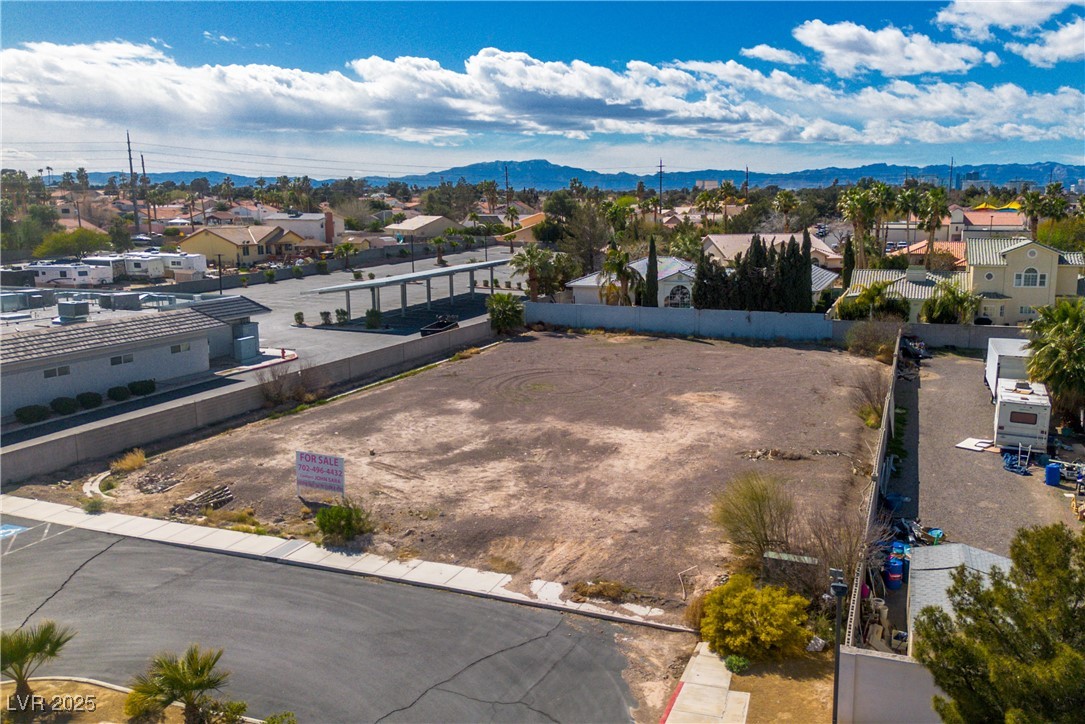 Aerial view with a residential view and a mountain