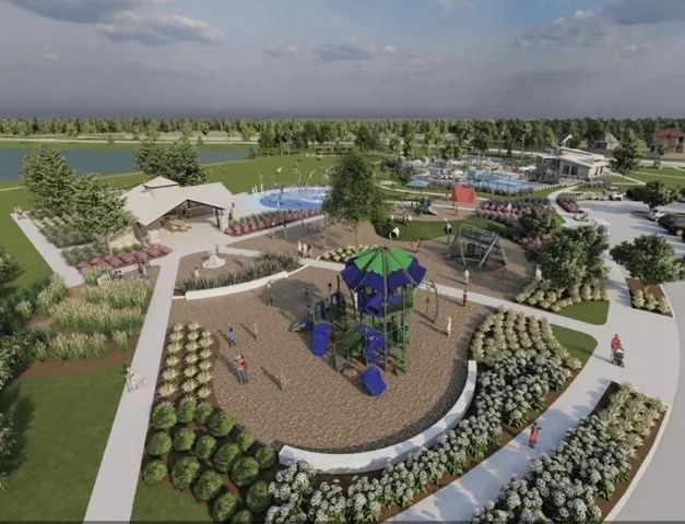 an aerial view of a house with outdoor space