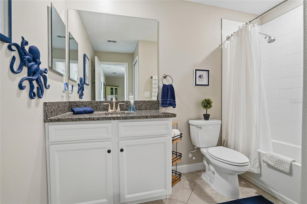 1370 White Fox Run Lutz, FL 33549 - Photo 25 of 49 a bathroom with a granite countertop toilet sink and a mirror